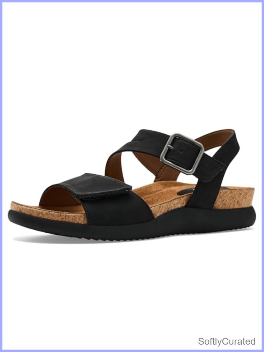 Platform Wedge Sandal with Ankle Strap - Faux Leather Open Toe